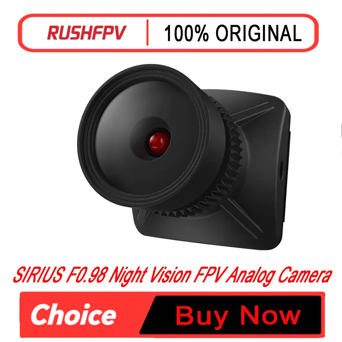 RUSHFPV SIRIUS F0.98 Night Vision FPV Analog Camera 1500TVL WDR Black Light Technology 5V-30V Wide Voltage Camera for RC Drone