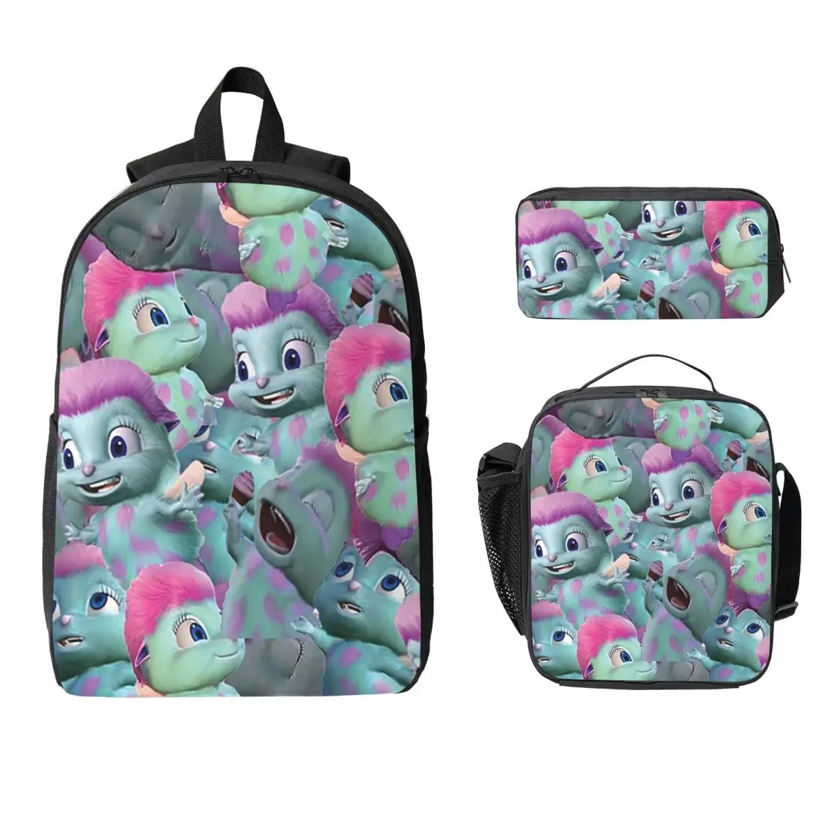 

Bibble Collage Backpack Student Boys Girls BookBag School Bag Laptop Shoulder Bags 3ps Insulated Lunch Bag Pencil Case