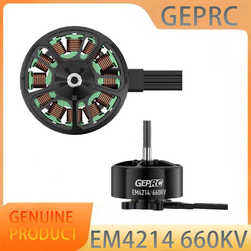 

GEPRC EM4214 660KV Motor 80A-100A Brushless 25.2V Motor Black with12-14 Inch Long-range FPV Racing RC Drone Multicopter