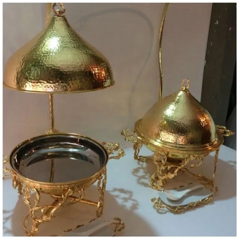 Buffet Equipment Round Luxury Catering Equipment Gold Hot Pot Buffet Set Hot Pot Buffet Server Food Warmer