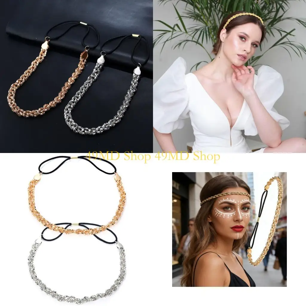 

49MD Elegant Design Hollow Metal Chain Hair Band For Hair Bags Casual Formal Occasion