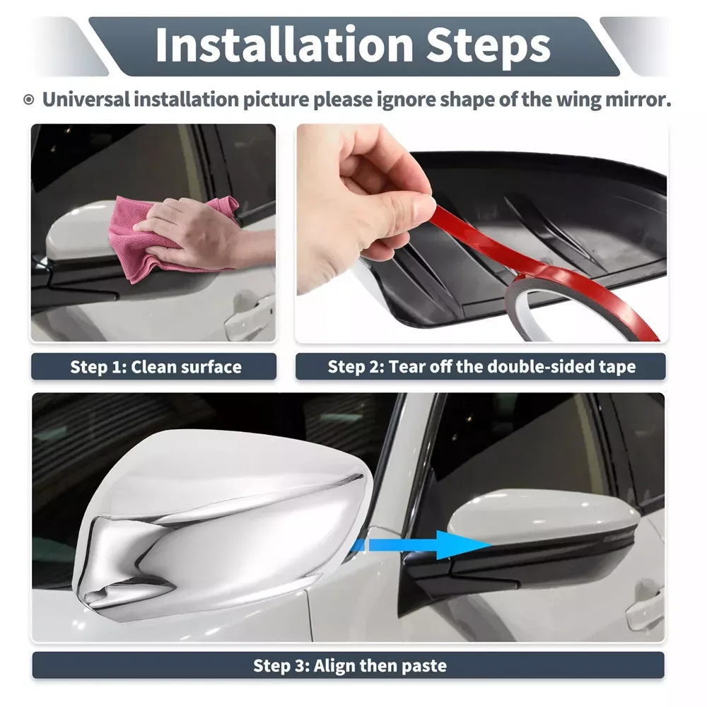 For Peugeot 301 2012-2018 Car Sticker Rearview Side Mirror Cover Wing Cap Exterior Door Rear View Case Trim Silver Chrome Shell