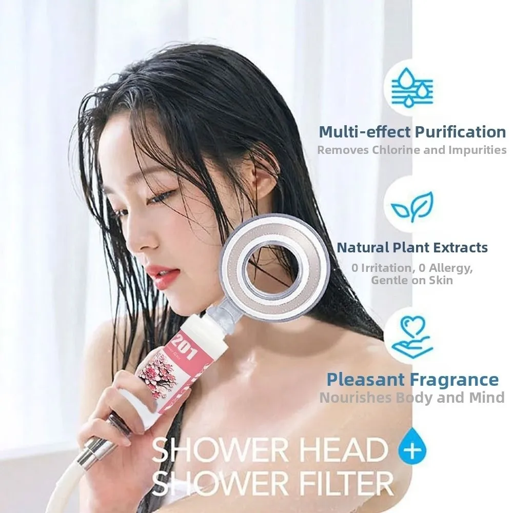 

Rose Shower Head Water Filter Mixed with Vitamin C Dechlorination Shower Scented Anti-scaling Filter Impurities