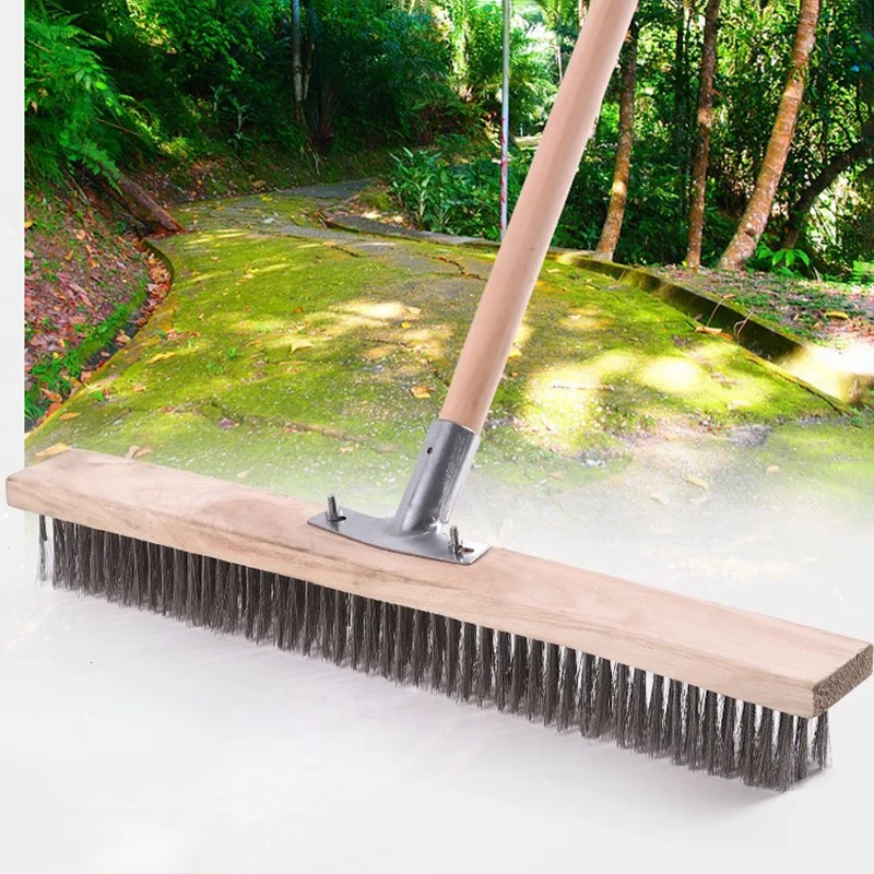 

Stainless Steel Wire Floor Brush Multi-purpose Cleaning Tool Heavy Duty Handle Moss Removal Tools Household Outdoor Floor Brush