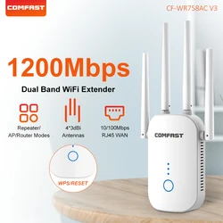 COMFAST 1200Mbps WiFi Repeater 2.4/5.8Ghz Wireless WiFi Range Extender WPS Wi fi Router Booster 4*3dbi Antenna wifi Amplifier