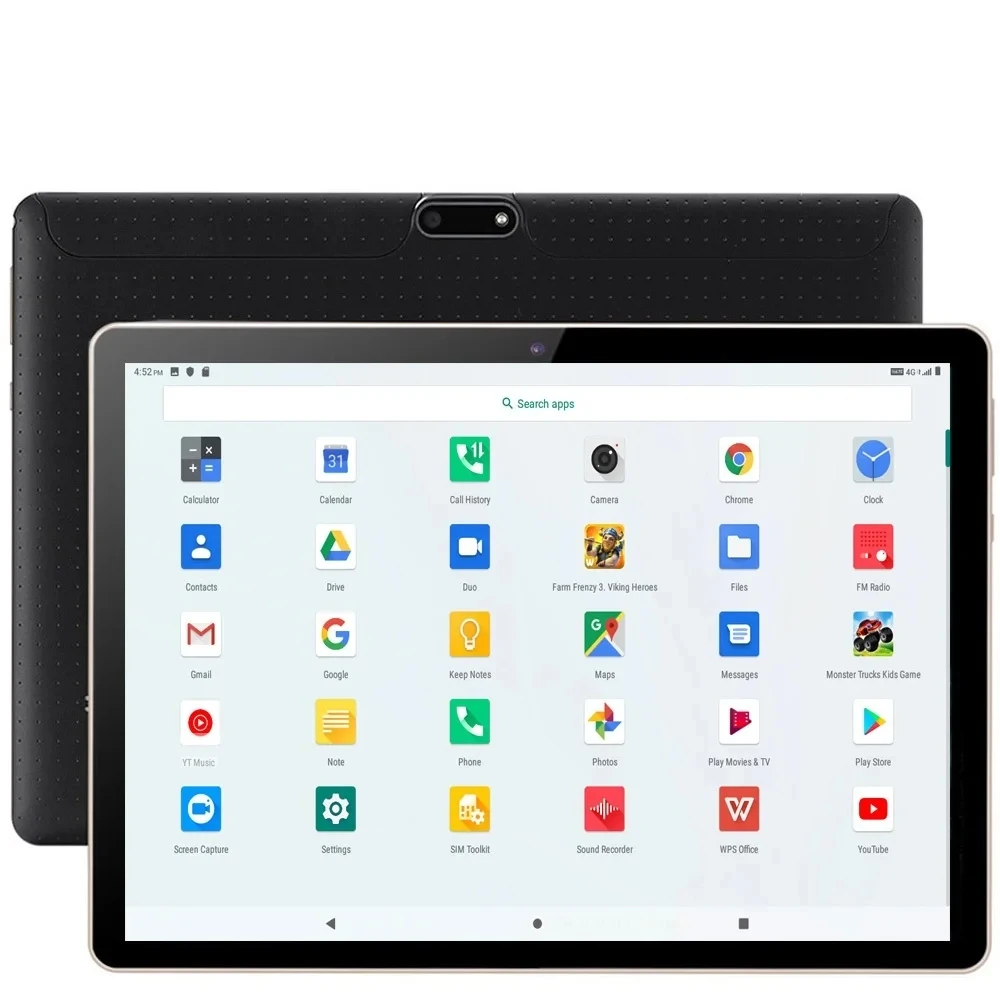 Tablette de 10.1 pouces, avec processeur Octa Core, 4 Go de RAM, 64 Go de ROM, Dean Google Play, 3G, appels téléphoniques, Wi-Fi, Bluetooth, type-c, nouveauté