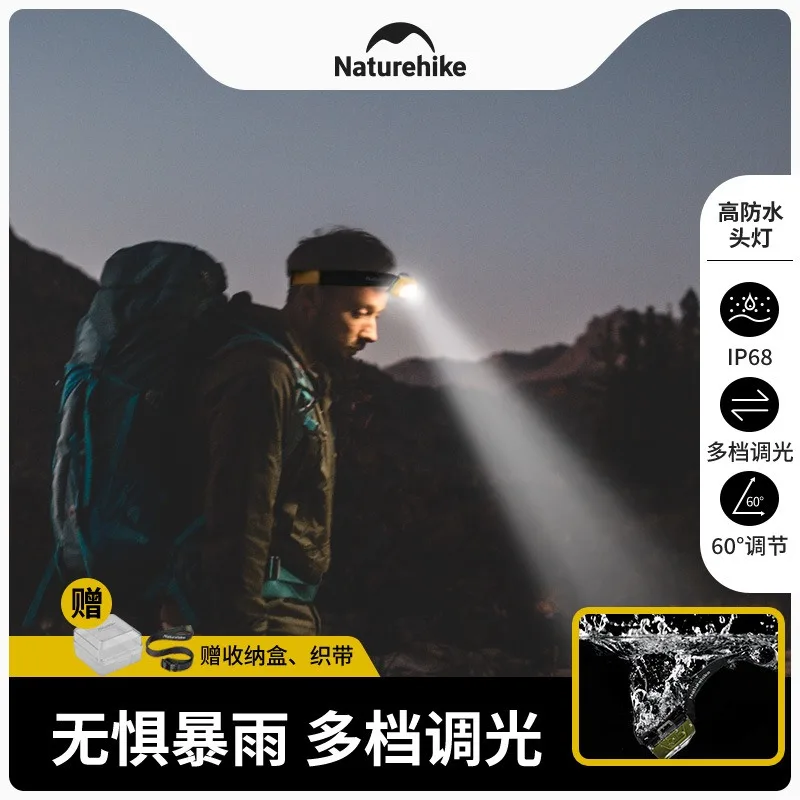 Naturehike-Outdoor Sweatband Headlight for Sports Running, Strong Head-Mounted, Ultra-Long Life Battery, Lighting Lamp Lghting