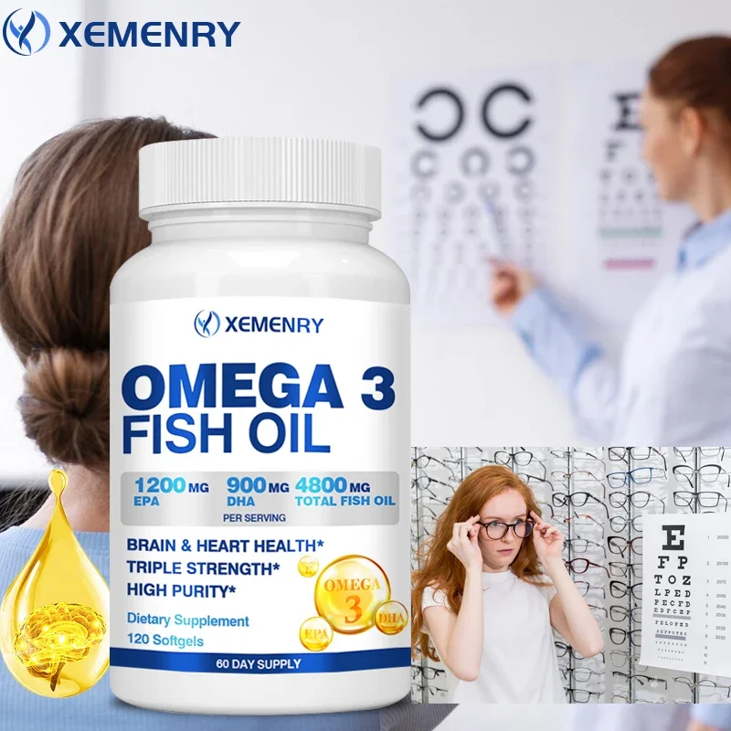 Triple Strength Omega 3 Fish Oil Supplement - Wild Caught and Sustainably Sourced Fish Oil Vitamins with EPA DHA