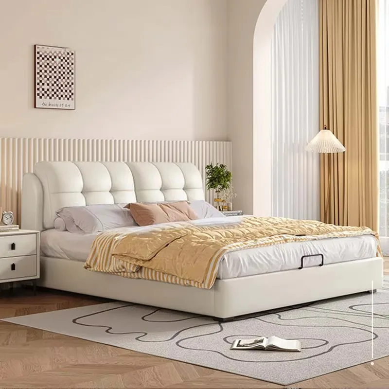 

Modern White Double Bed Designer Cheap Loft Storage Home Double Bed Full Size Sleeping Cama Matrimonial Bedroom Furniture