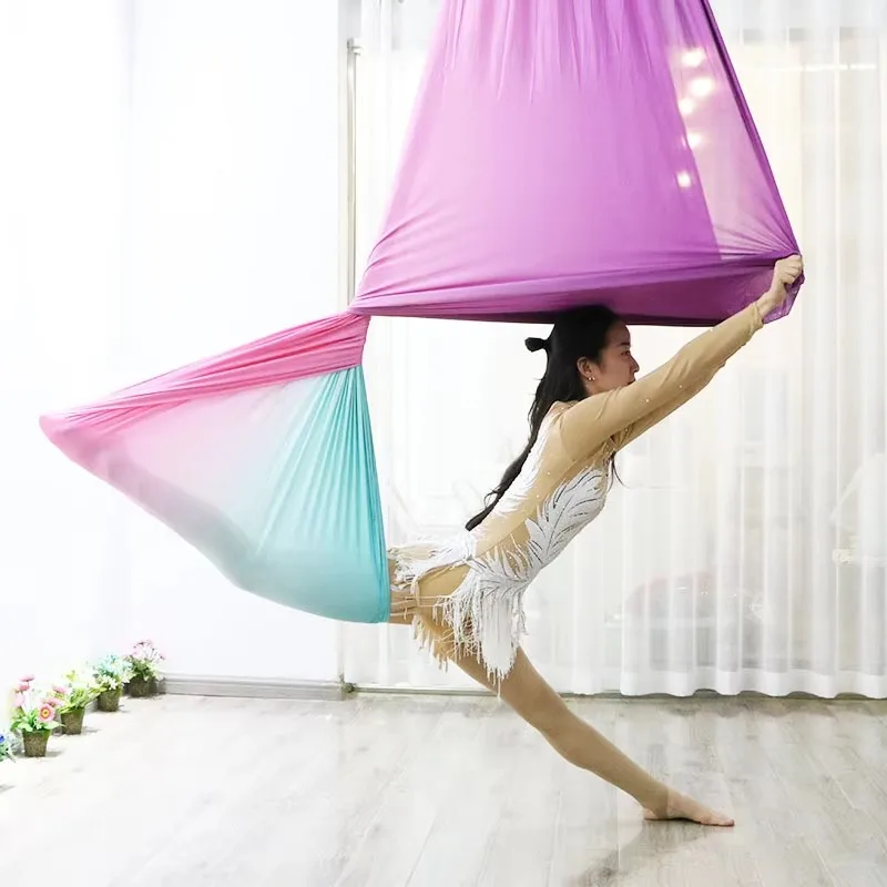 

Comfortable Nylon Yoga Hammock Hoops Sensory Adjustable Aerial Set For Indoor Gym