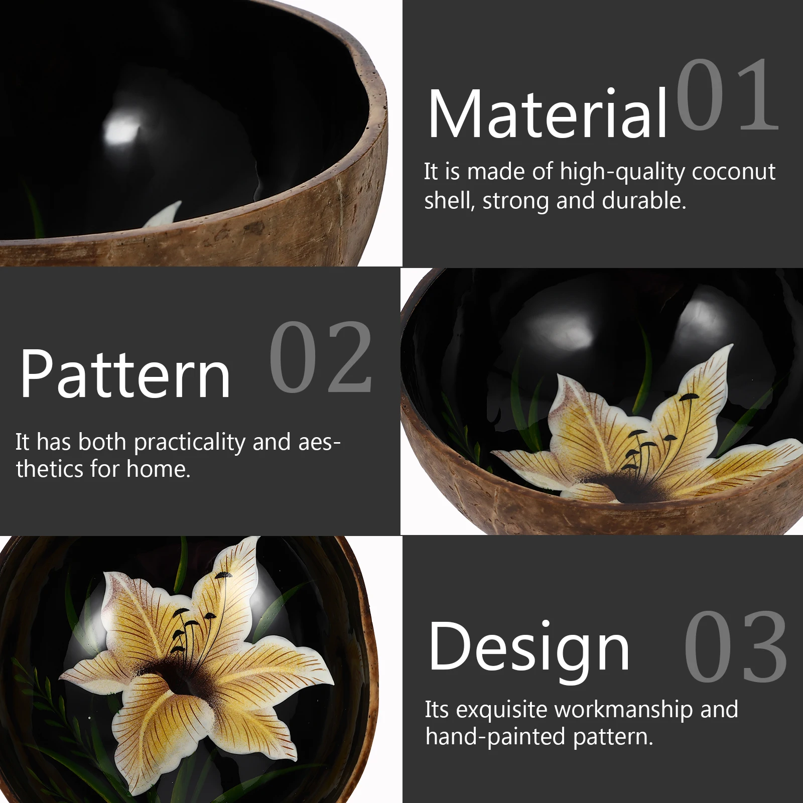 

Creative Hand-Painted Coconut Shell Bowl Desktop Storage Organizer Multi-Functional Tray Decorative Keys Holder Entrance