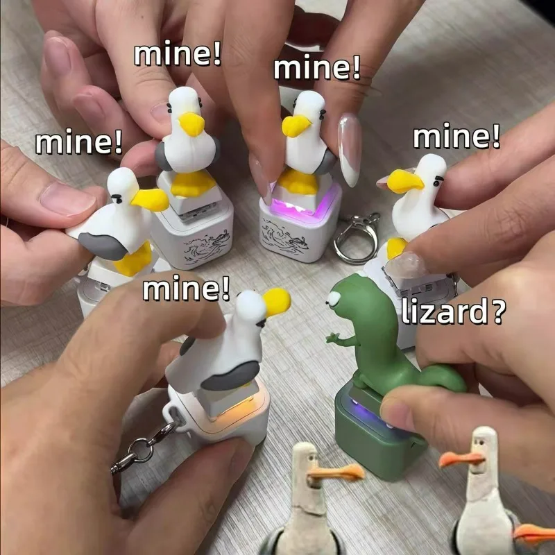 Cute Seagull Luminous Clicker Keychain Sound Little Seagull Creative Model Fidget Novelty Stress Relief Bird Keychain Gifts