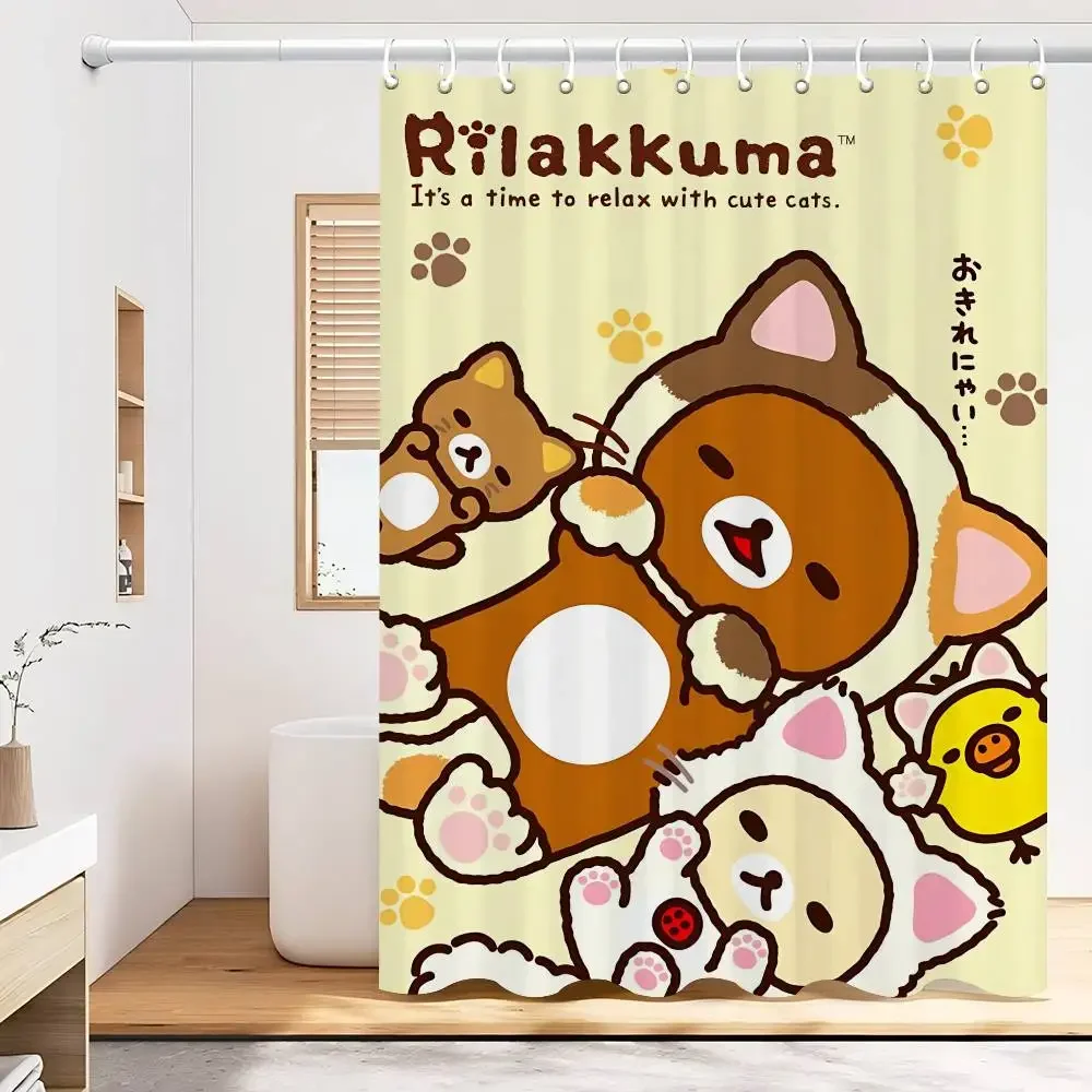 Classics R-rilakkuma-A 1pc Shower Curtain Polyester Waterproof Shower Curtain Bathroom Partition Curtain Decoration Accessorie