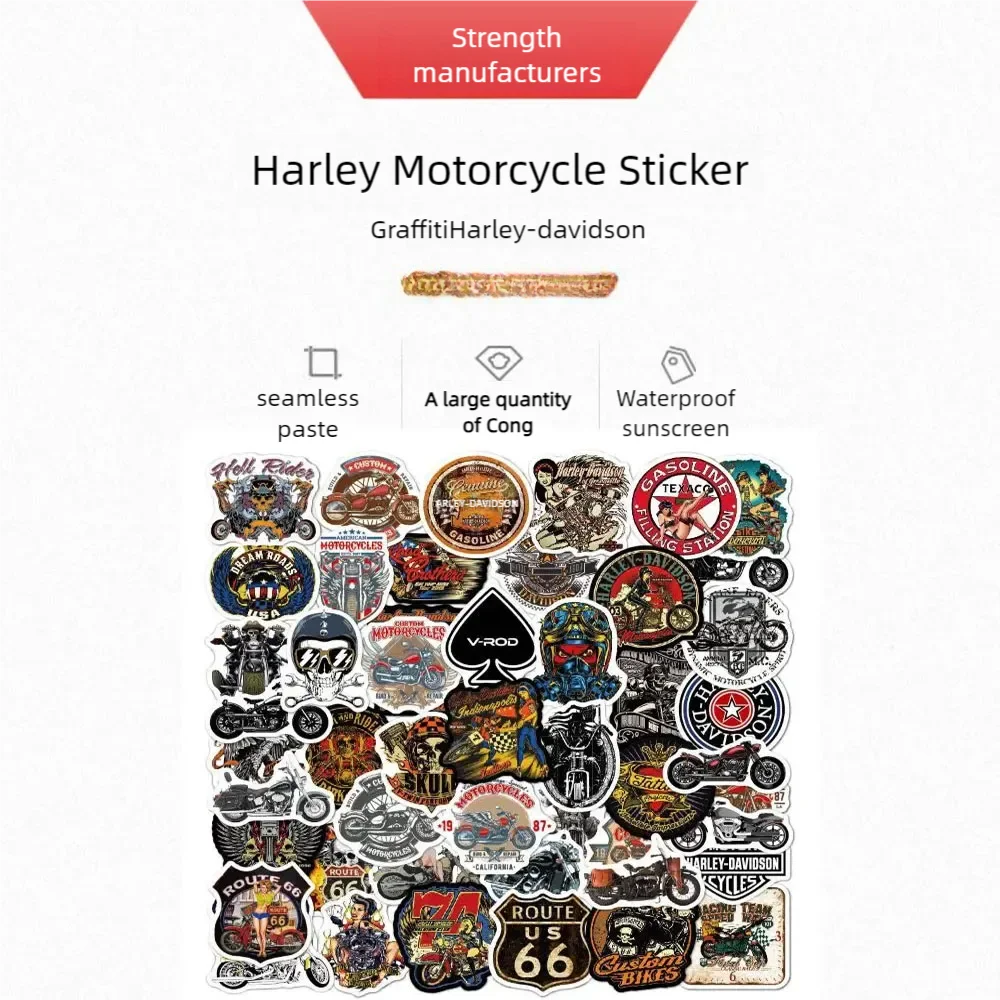 50pcsMotorcycle stickers retro personalized graffiti waterproof decorative guitar skateboard computer Harley motorcycle stickers