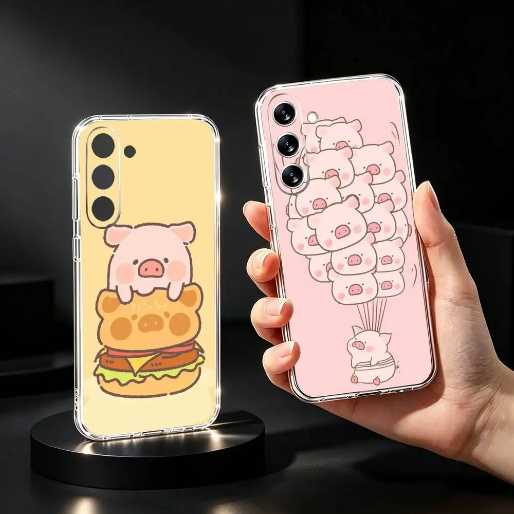 Cartoon L-Lulu Pig Transparent Phone Case For Samsung Galaxy A73,A72,A71,A70,A53,A52,A51Soft Cover