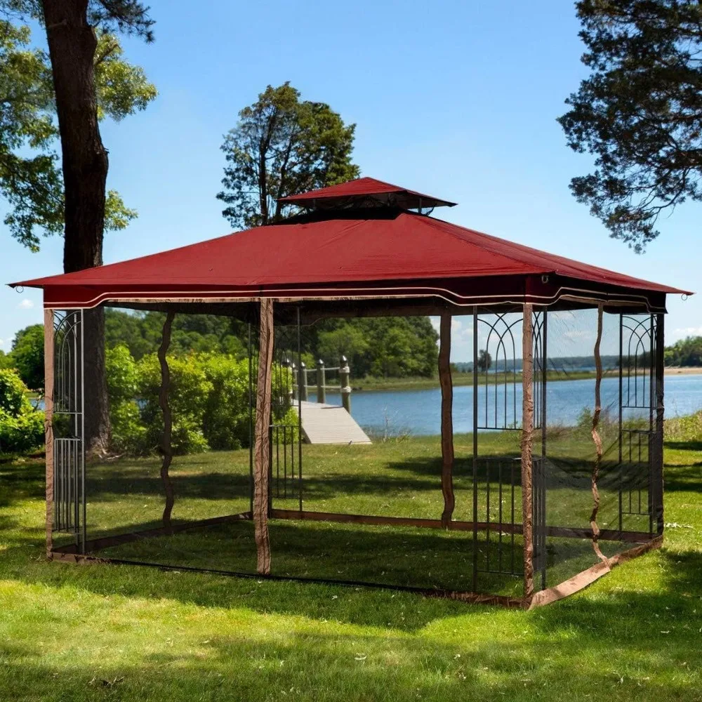 

10x12 Canopy with Mosquito Netting, Plant Rings, Corner Shelves, Ground Stakes and Center Hook, Canopy