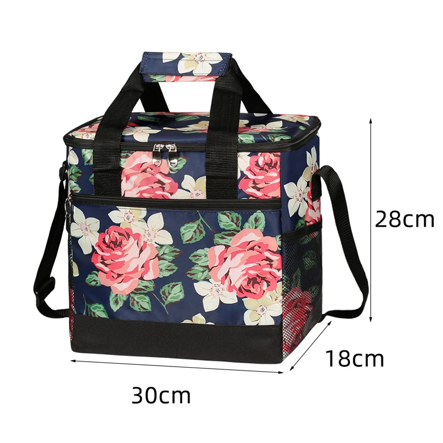 15L Portable Thermal Lunch Bag Food Box Durable Waterproof Office Cooler Lunch Box Ice Insulated Case Camping Oxford Large Bag