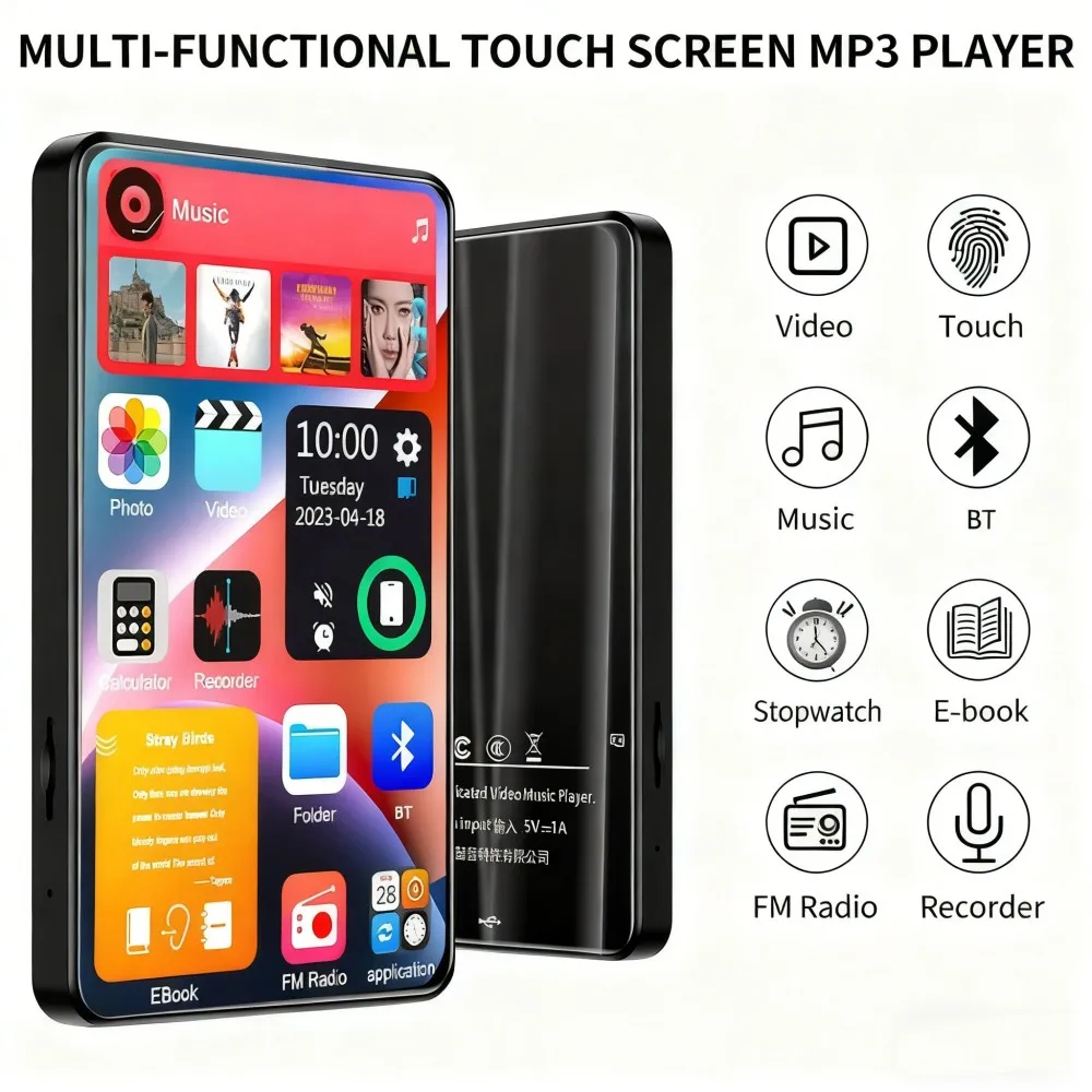 

Bluetooth 5.2 Walkman 16GB Built-in Speaker HD MP3 MP4 Player Full Touch 4.0-inch Screen Music Player with FM Radio Ebook