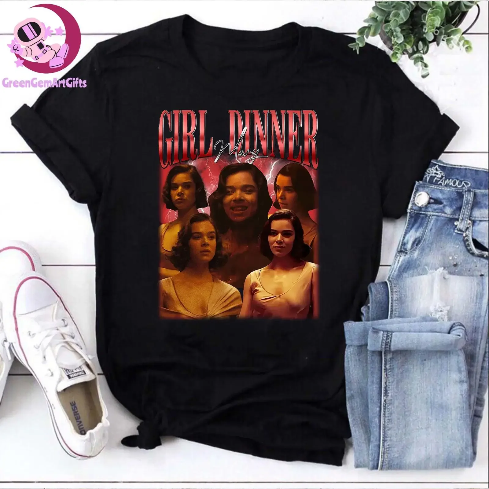 Girl Dinner Mary Sinners Movie T Shirt Retro Bootleg Horror Film Fan Aesthetic  vintage Washed Top For Everyday Wear Soft