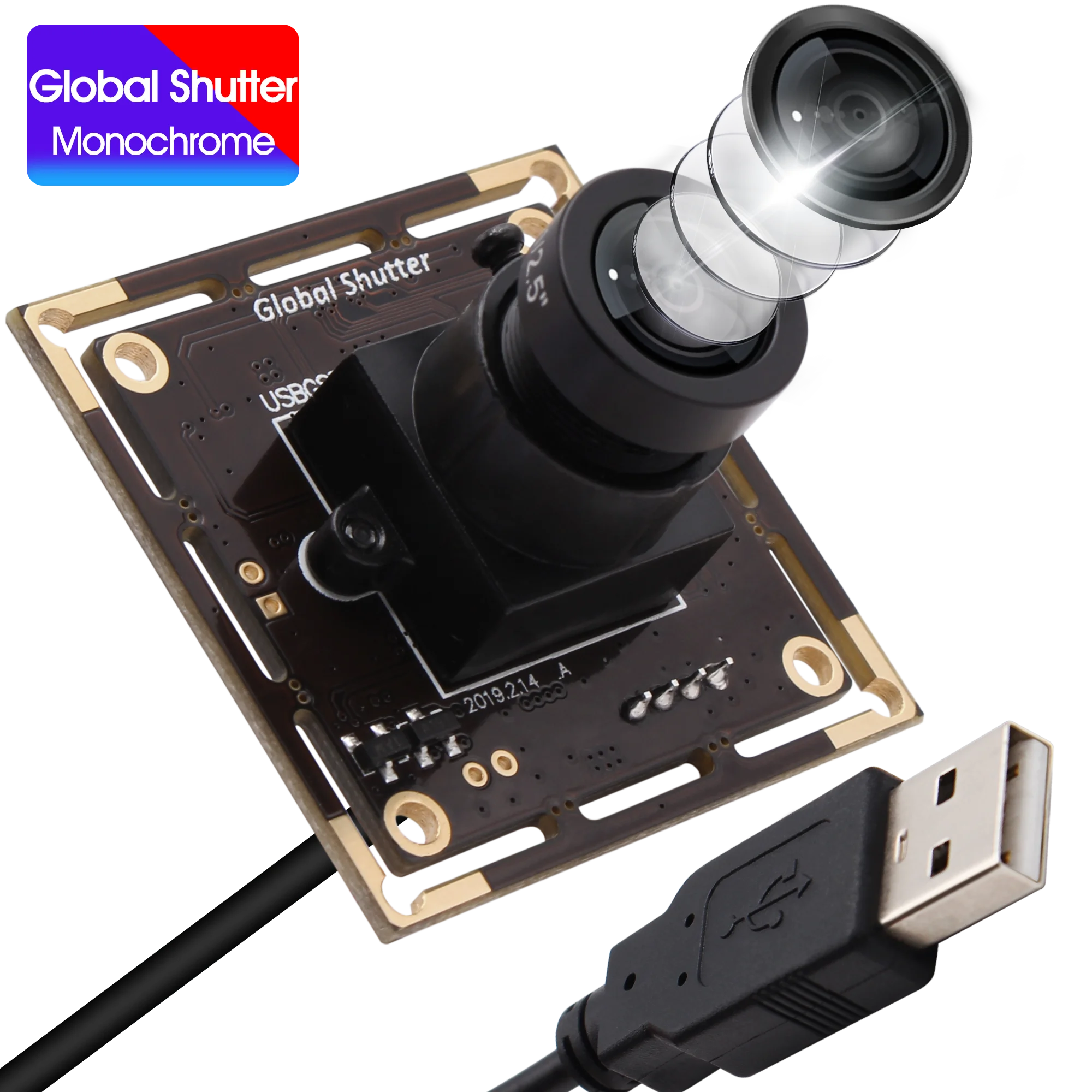 High Speed 60fps 720P Camera Module Global Shutter Monochrome Aptina AR0144 UVC Plug Play USB Webcam For Computer PC Desktop