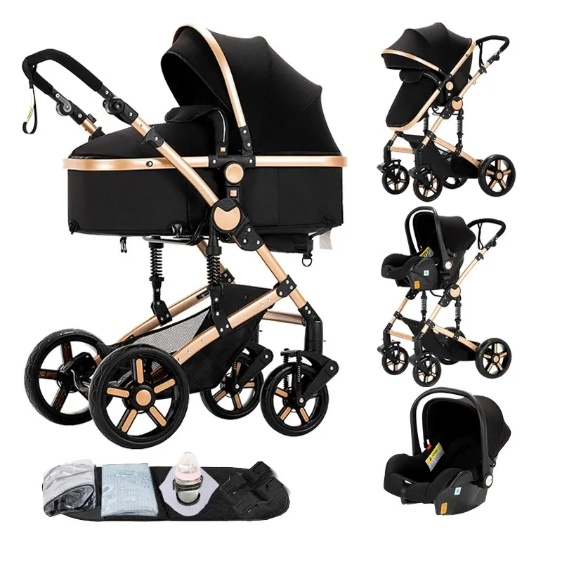 

Baby Stroller 3-in-1 Travel System Carriages for Newborns Pushichair Car Seat Stroller High Landscape Lightweight Baby Prams