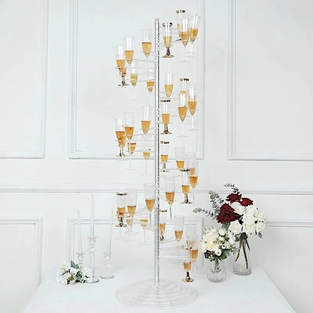 US 4.5 feet Spiral Acrylic Champagne Glass Flute Holder Display Stand Party Events Reception Decorations Supplies