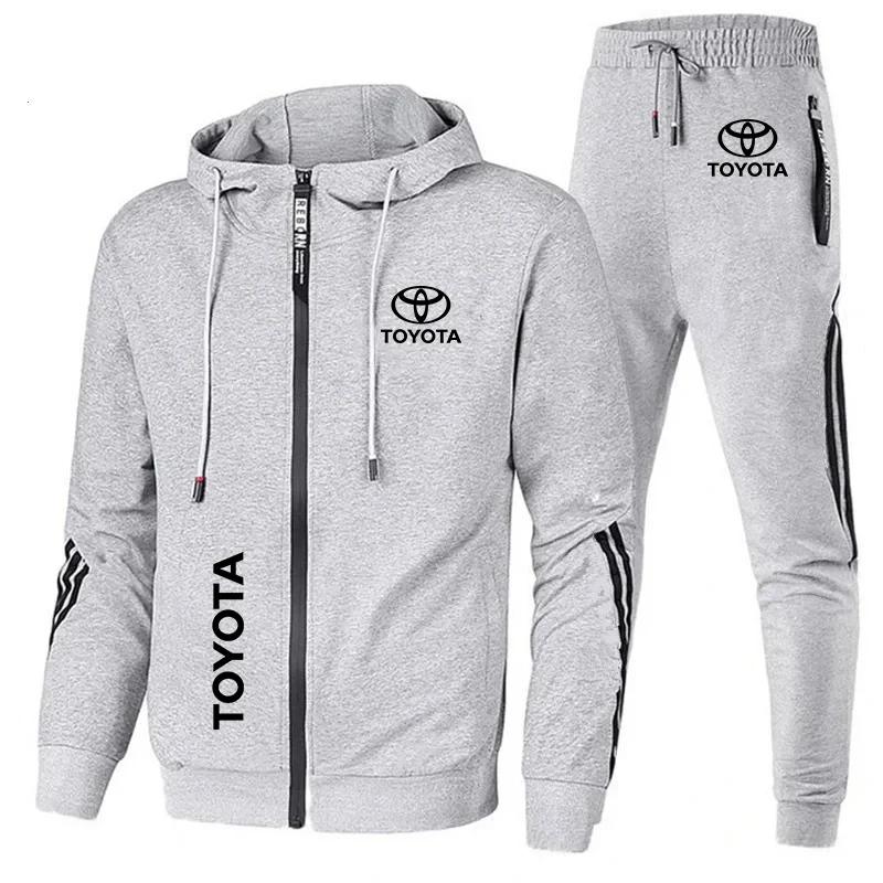 2024 Trendy Toyota Car Logo Printed Hoodie Sets Zipper Hooded Sweatshirt+Pants 2 Piece Suit Biker Racing Custom Toyota Tracksuit