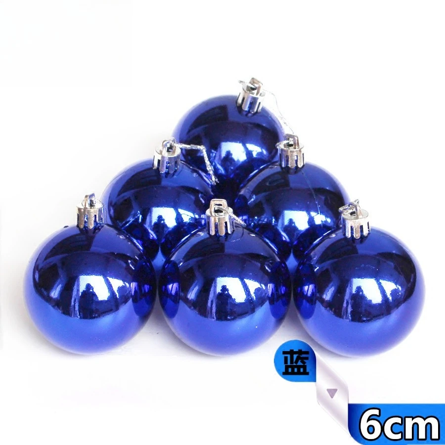 6cm 8cm 10cm Blue Gloss Electroplated Xmas Balls Ceiling Hang Decor Supplies Mall Hotel Christmas Layout Ornaments