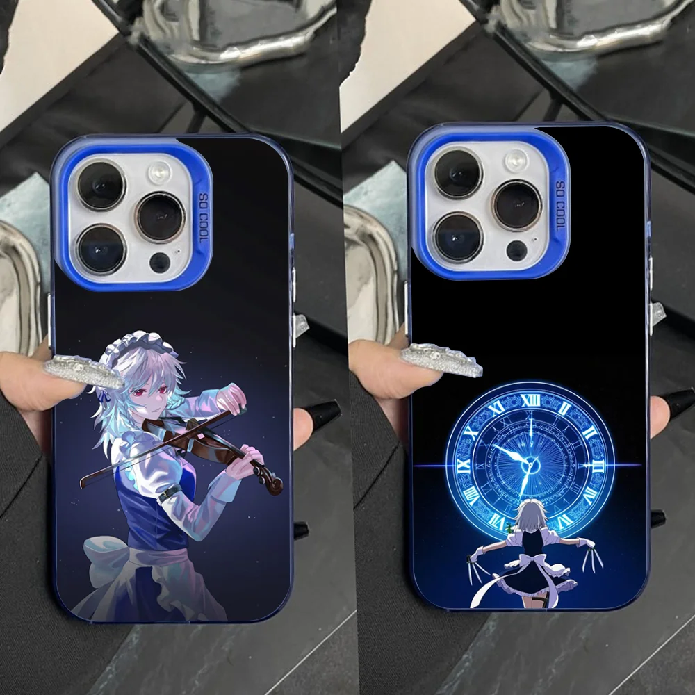 

Sakuya Izayoi T-Touhou Phone Case For iPhone 16,15,14,13,12,11,Pro,Max,Plus,Mini,XS Anti Fall Blue Matte Hard Bumper