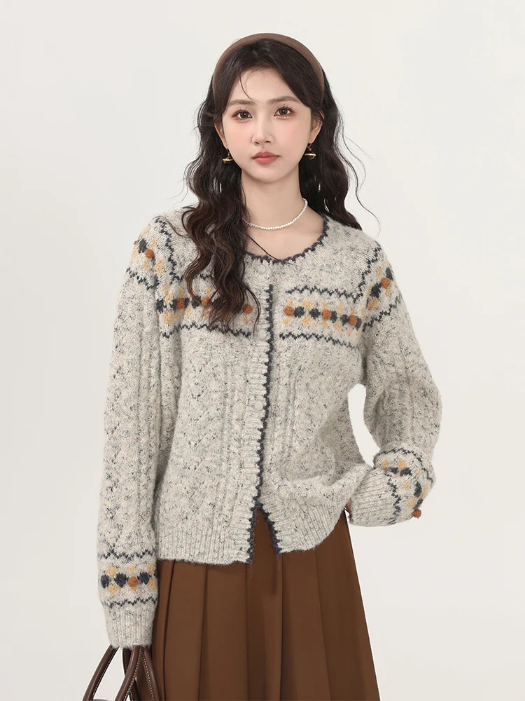 

Свободный свитер и винтажная юбка с высокой талией: комплект для женщин, осенне-зимняя модная повседневная удобная дышащая одежда