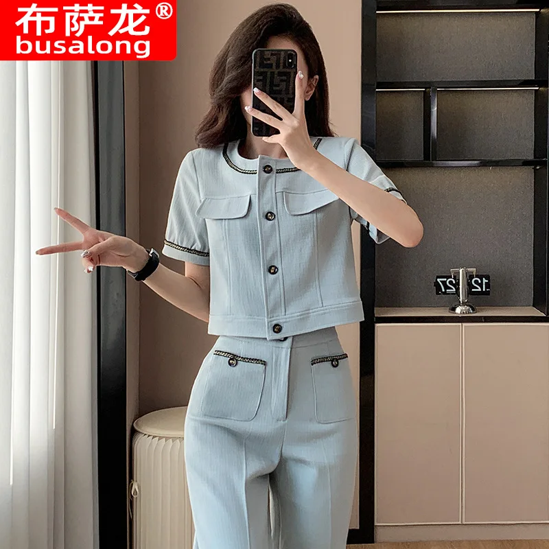 Fashionable Stylish Small Short Suit Coat for Women2024Spring and Summer New Elegant Single-Breasted Short Sleeve Suit