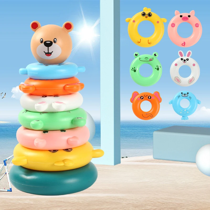 Juguete educativo de anillos apilables de torre de arcoíris para bebés y niños pequeños de 0 a 3 años, juguetes apilables coloridos de estimulación temprana