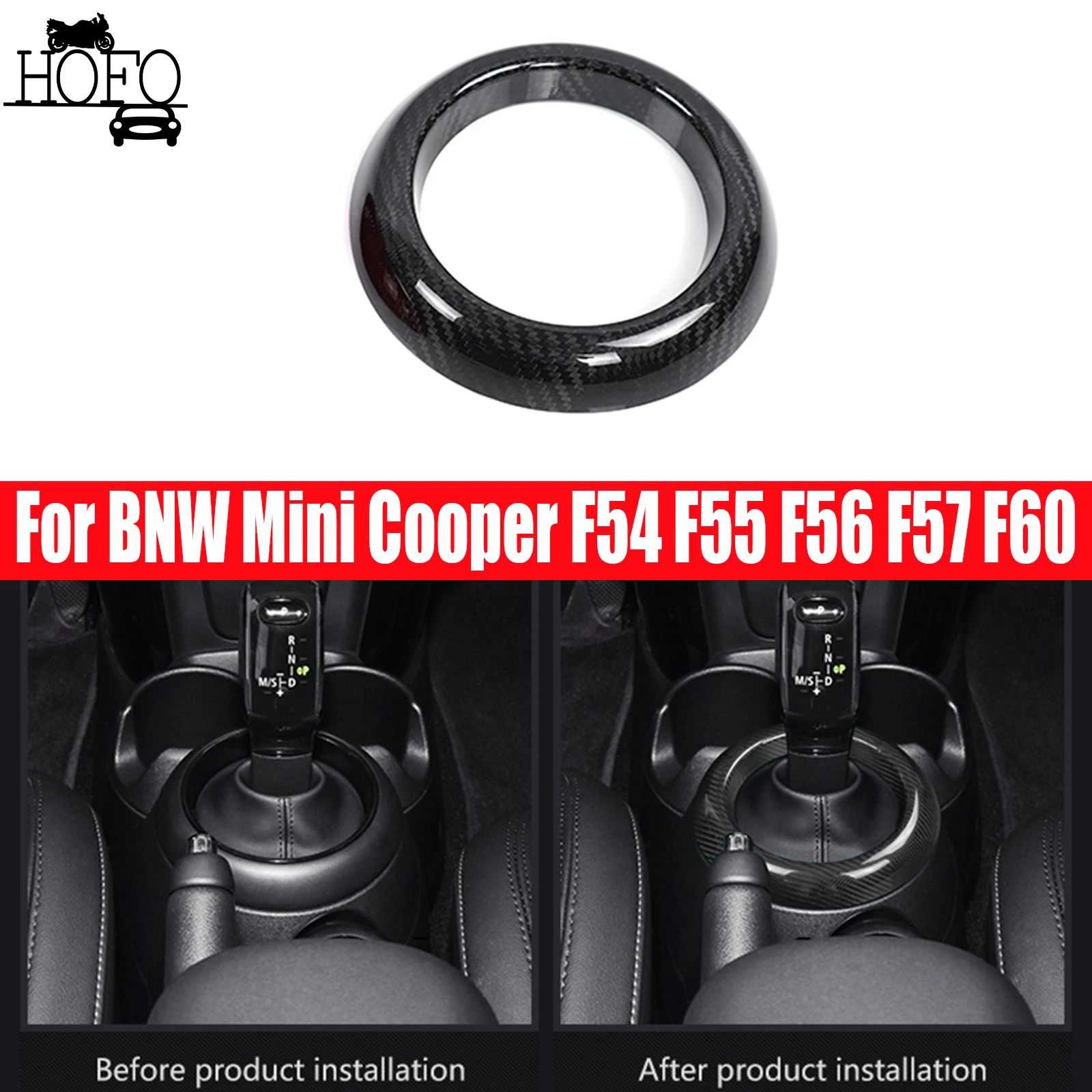 

Real Hard Carbon Fiber For Mini Cooper F54 F55 F56 F57 F60 Accessories Gear Shift Sleeve Cover Trim