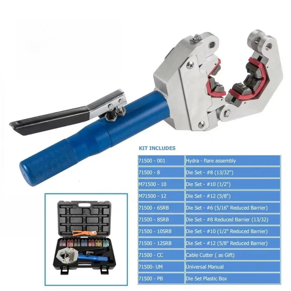 FS-7842 Auto Air Conditioning Pipe Crimping Tool AC Hose Crimper Kit With 7 Dies Integrated Hydraulic Hose Crimping Tool