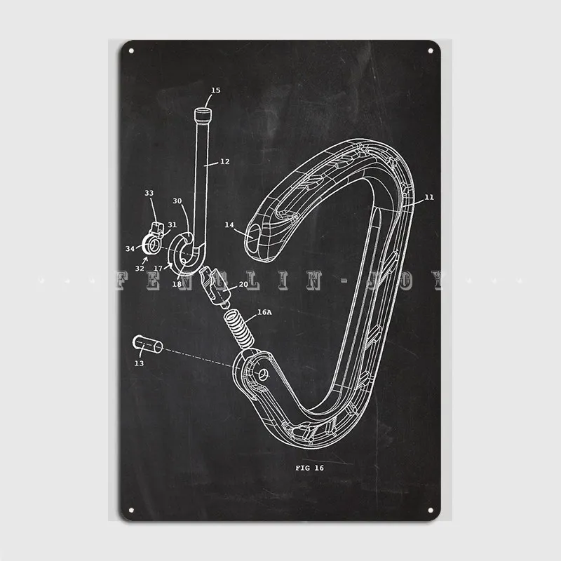 Carabiner Patent Poster Metal Plaque Mural Painting Pub Pub Garage Retro Tin Sign Poster