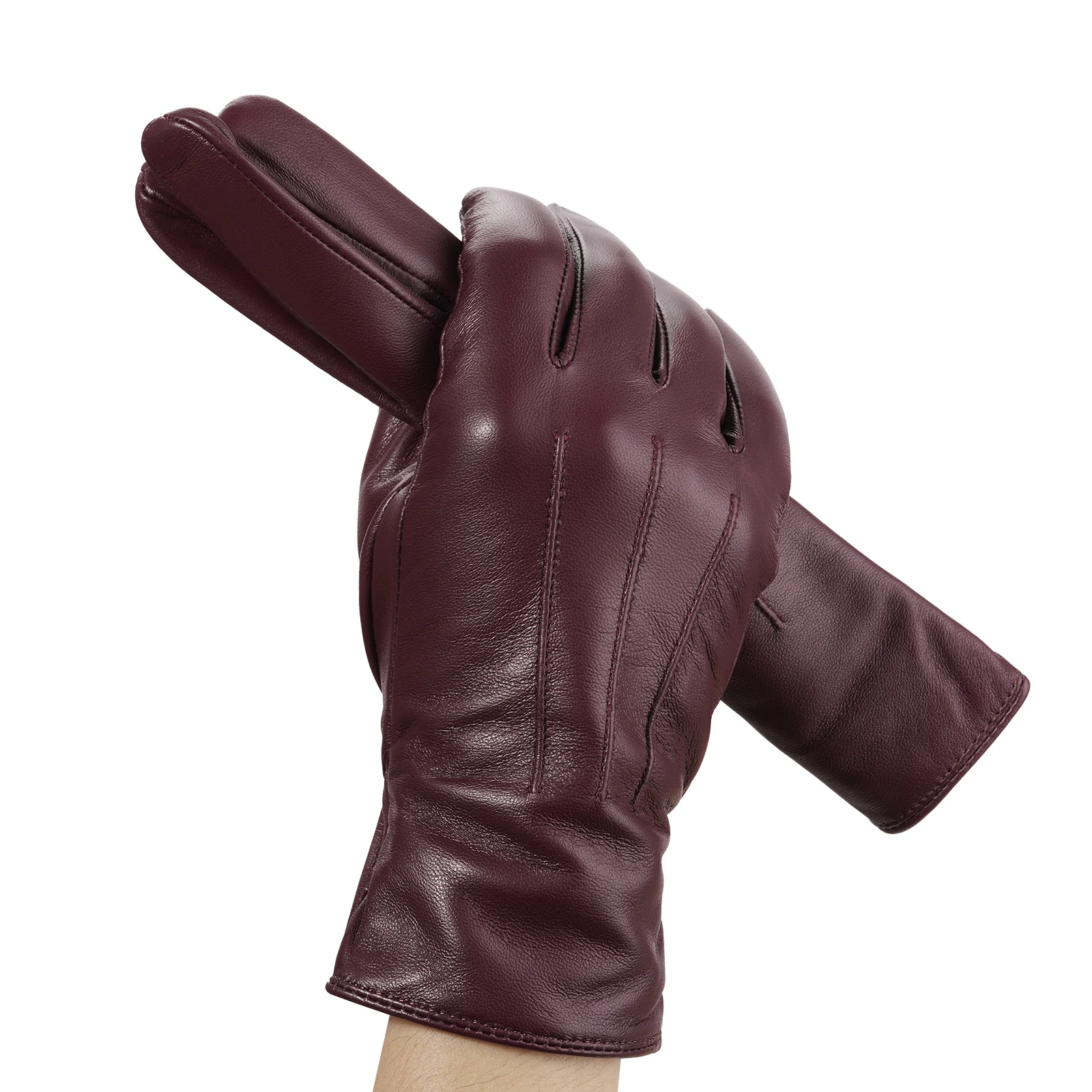 BISON DENIM Women's Sheepskin Leather Gloves, Touchscreen Compatible, Warmth Lining, Durable, Perfect for Outdoor Activities