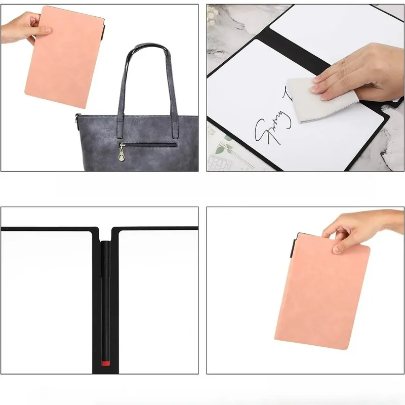 مجموعة لوحة المسح الجاف القابلة لإعادة الاستخدام مكونة من 6 قطع دفتر ملاحظات قابل للطي لصياغة الملاحظات مع ممحاة قلم مثالية للاستخدام المكتبي المدرسي #1