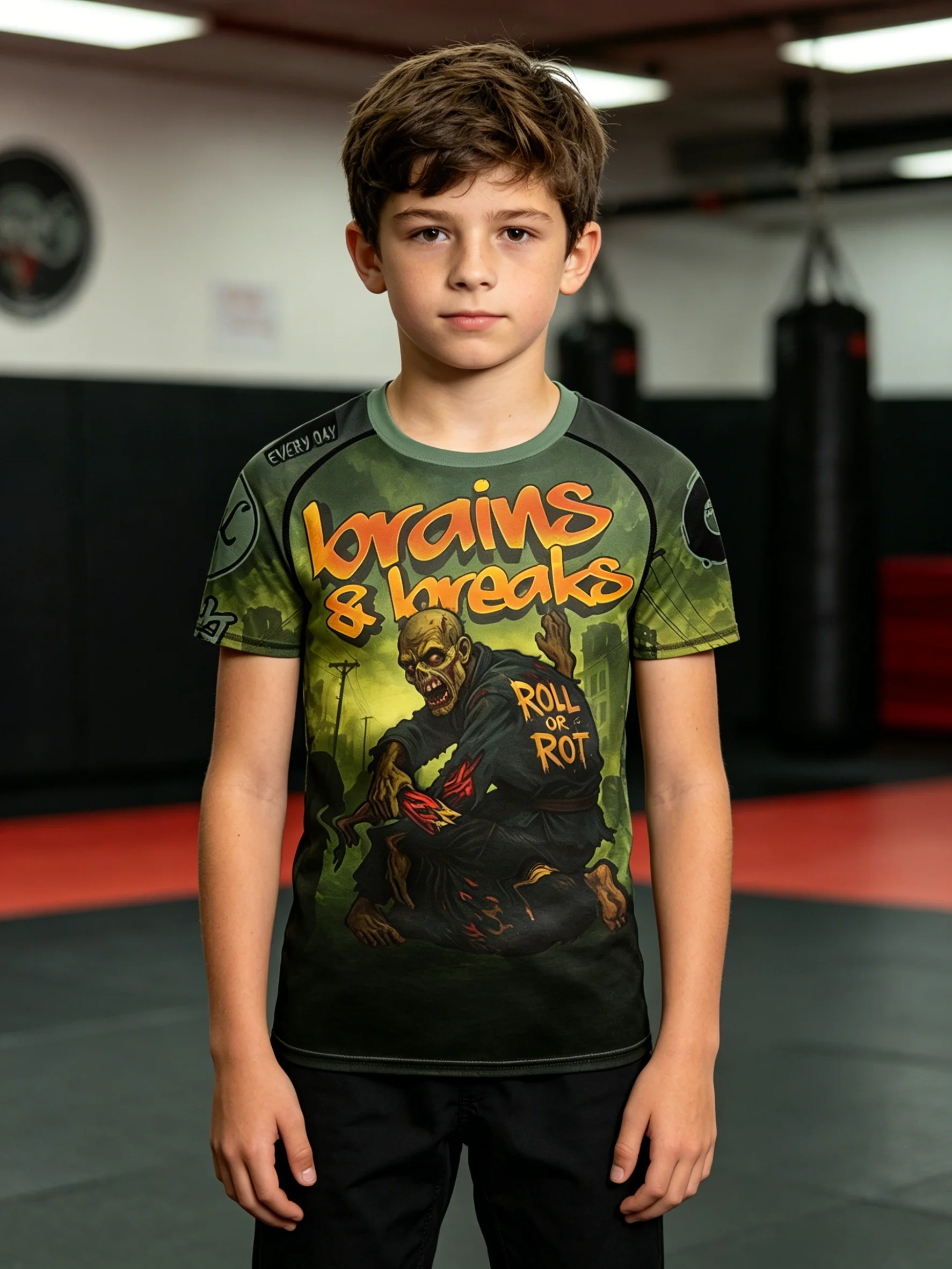 Children' s Army Green High Quality Slim Fit MMA BJJ Clothing Cody Lundin Casual Exercise Training Jiu jitsu Brazilian 4PCS/Sets