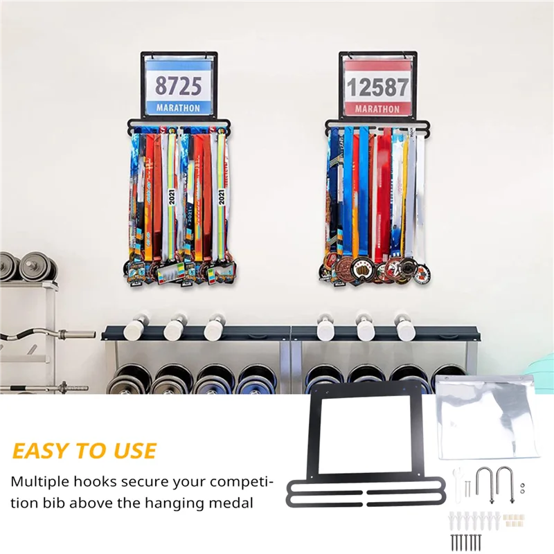 

LLCS-Bib And Medal Display, Medal Hanger Display, Medal Holder, Bib Boards For Runners,Medal Holder Display Easy Install Easy To