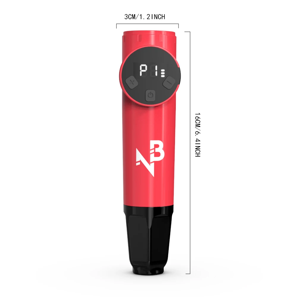 NB Red Wireless Rotary Tattoo Pen Kit, Complete Tattoo Starter Set with 7 Colors Tattoo Ink, Cartridge Needles