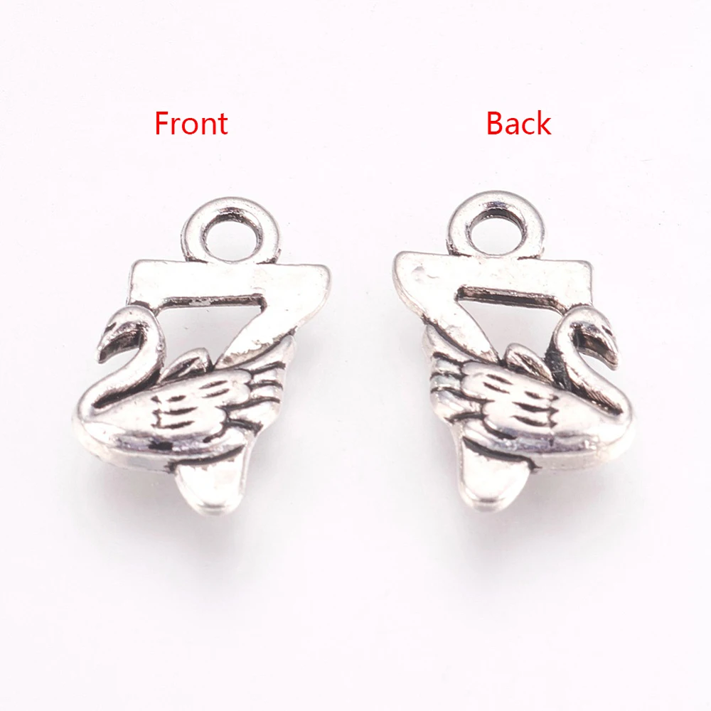50 Pcs Style Alloy Swan Charms Number 7 DIY Jewelry Making Necklace Bracelet Earring Keyring