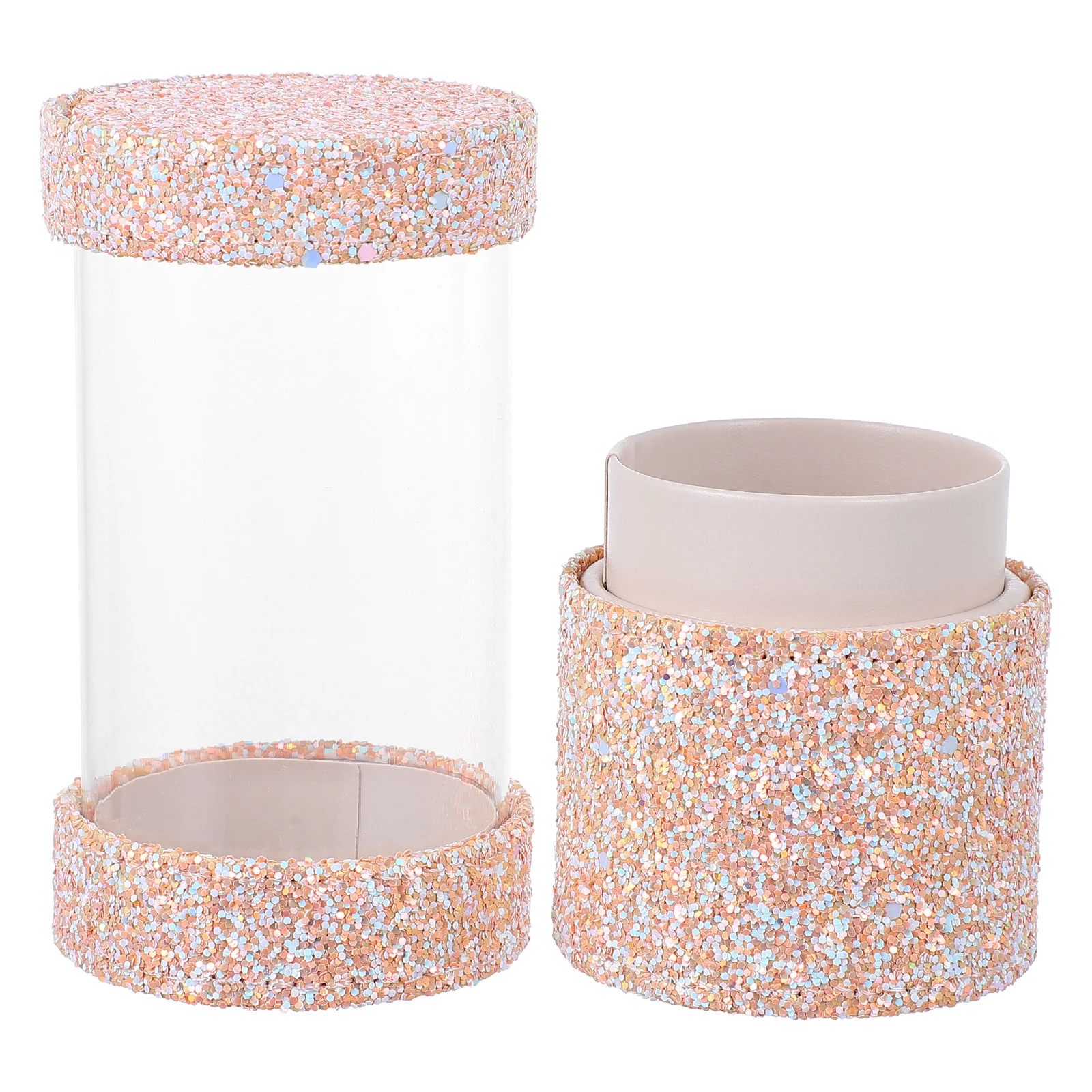 منظم حامل فرشاة المكياج، صندوق تخزين محمول مقاوم للغبار، سطح المكتب أثناء السفر، صندوق مكياج لامع بالترتر