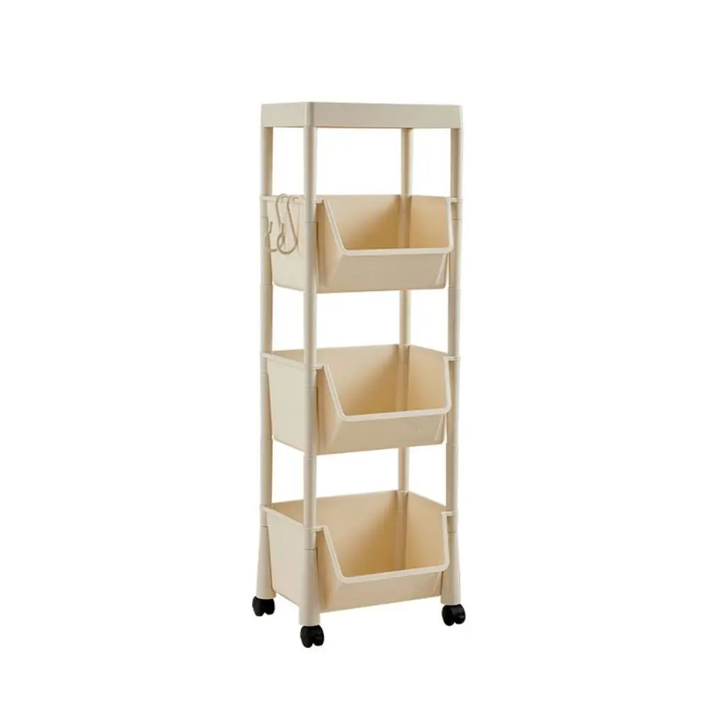 

Plastic Kitchen Storage Rack Creative multilayer Movable Kitchen Organizers Floor standing With Wheels Bookshelf