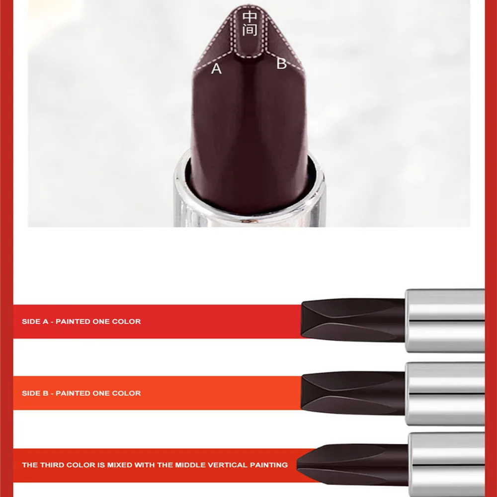 Tri-Color Lipstick Long Lasting Color Moisturizing Black Diamond Plumping Lip Stick Waterproof Non-stick Cup Lips Cosmetics