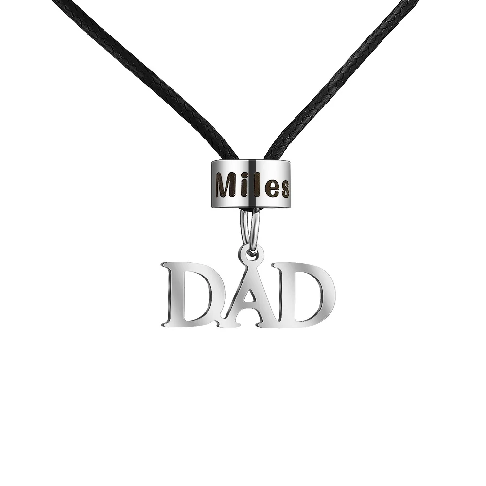 Personalized Stainless Steel Multilayer Beads DAD Leather Necklaces Custom 10 Names Inverted T Beaded Pendants Father's Day Gift