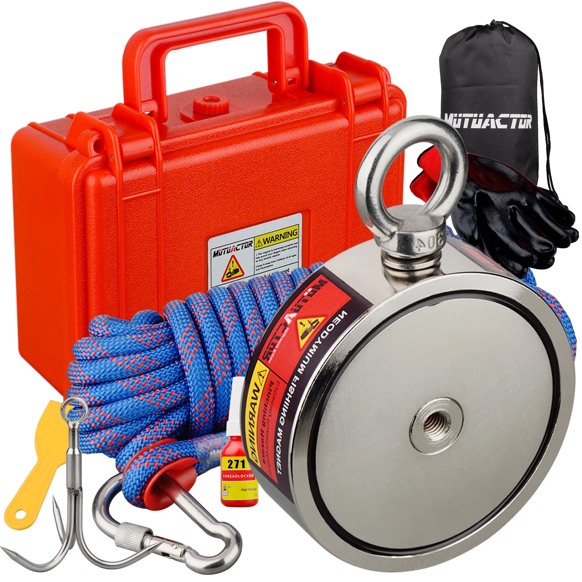 Double Sides 450KG Neodymium Fishing Magnet Pot Set with Claw Safety BOX  Super Power Jumbo Retrieving Tools Magnet