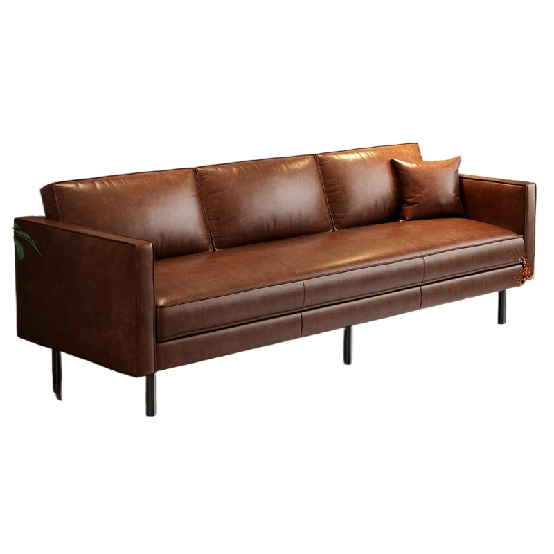 

Кожаный художественный диван для небольшой квартиры, гостиная, прямой ряд, двухместный, три дивана