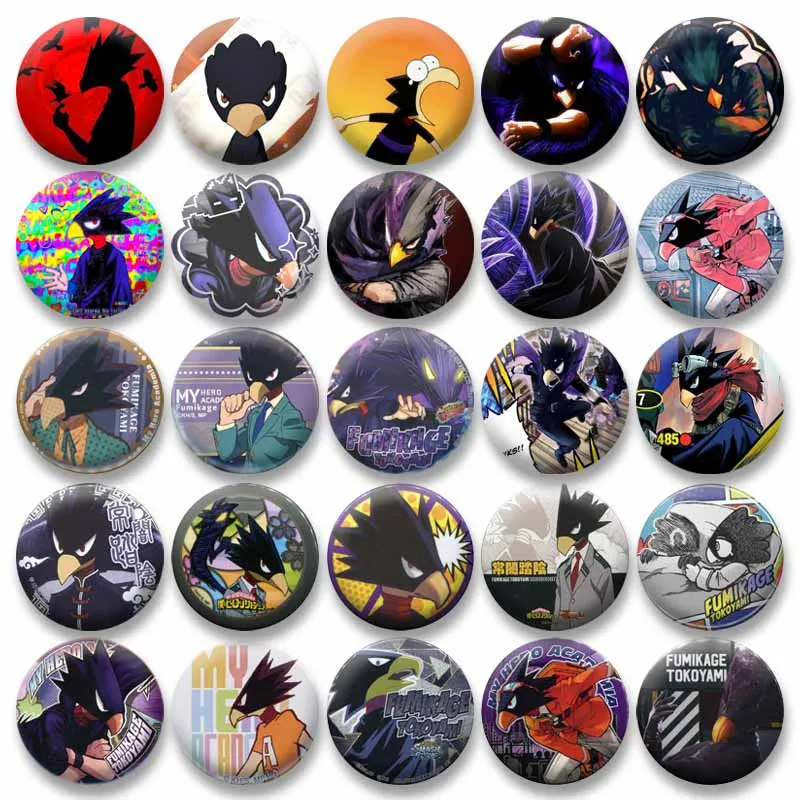 Fumikage Tokoyami Anime Figure Cute Pin for Boys Girls Cartoon Character Brooches Creative Bag Badge Fashion Jewelry Accessories