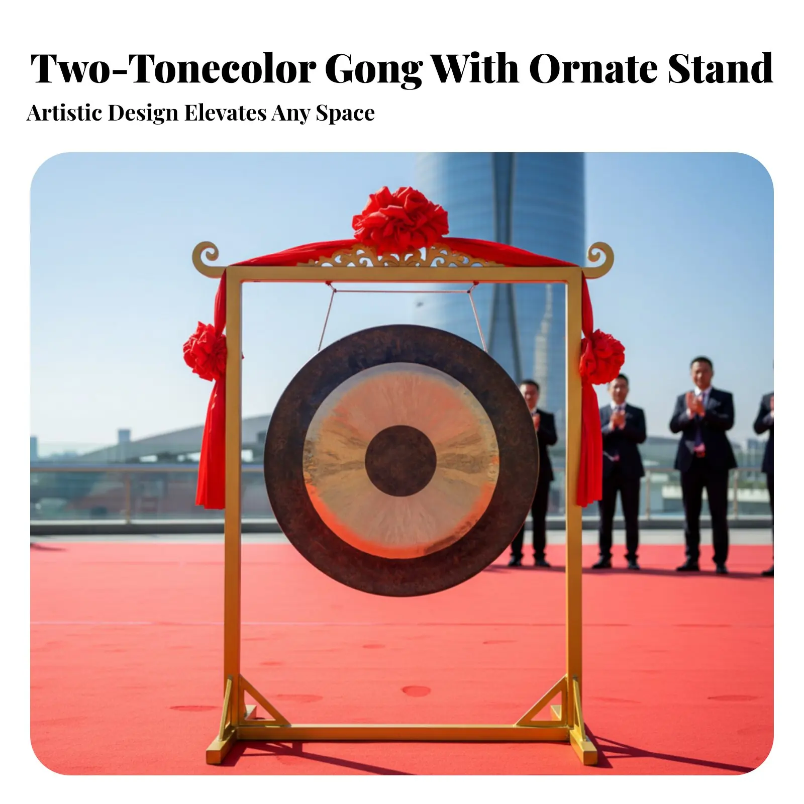 

Двухцветный гонг-чав с длинной вибрацией, ударный музыкальный инструмент, создающий успокаивающий звук, декоративный элемент для медитаторов и любителей домашнего декора