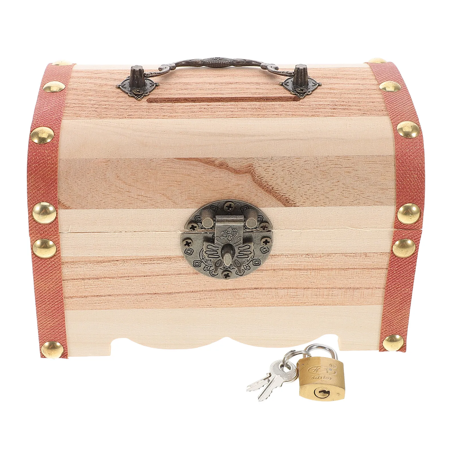 

Копилка-сундучок из натурального дерева, прочная декоративная коробка для монет, для спальни, офиса, дома, подарок, держатель для денег